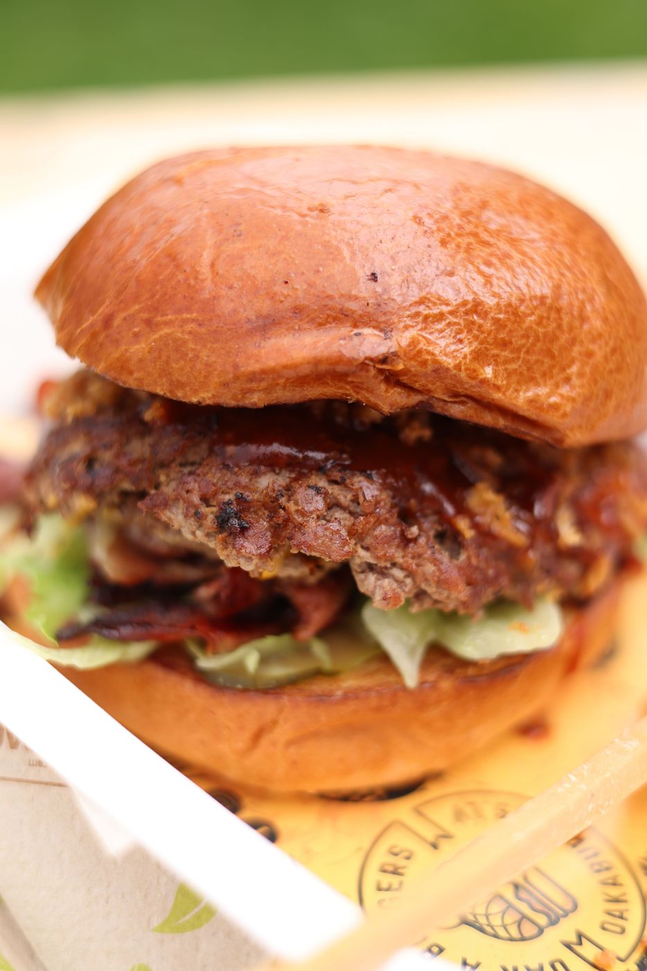 Brioche bun with a filling and salad